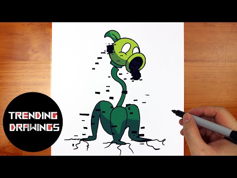 How To Draw FNF MOD Character - Pibby Peashooter Easy Step by Step