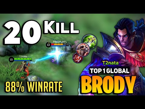 20 KILL + 88% Winrate! Brody Best Build 2022 [ Top 1 Global Brody Gameplay ] T2nata - Mobile Legends
