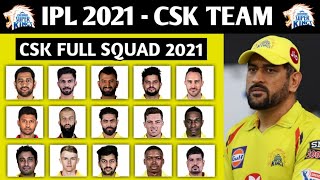 IPL 2021 :  Chennai Super Kings ( CSK ) full & final squad for ipl 2021 CSK squad 2021 |