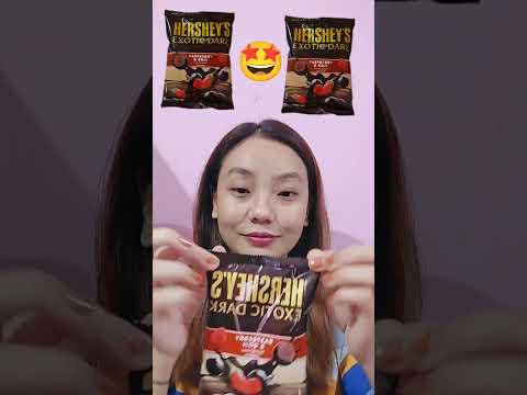 Eating delicious Harshey's exotic dark rasbarry & goji chocolate 🍫