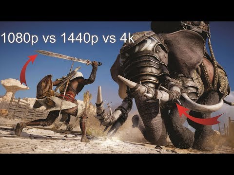Assassin's Creed Origins graphics comparison video. 1080p vs 1440p vs 4k resolution