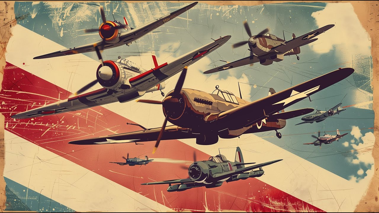 Vintage WW2 fighter planes poster | Frame TV Art | TV wallpaper Art | TV Screensaver Art | 2Hrs
