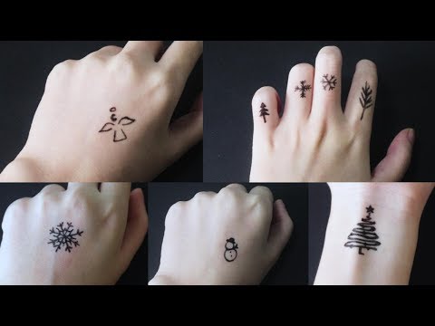 Vẽ hình xăm nhỏ mùa đông và giáng sinh-  How to make tattoo at home with pen