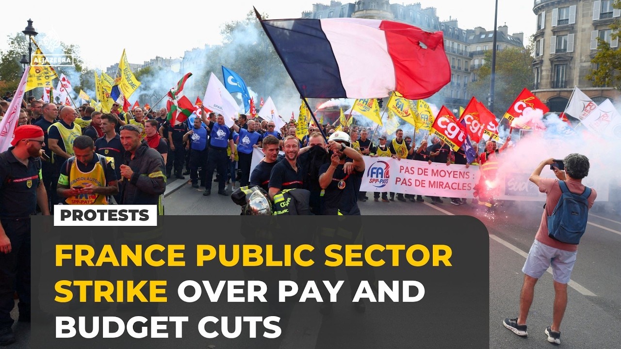 Tens of thousands join France public sector strike over pay and budget cuts