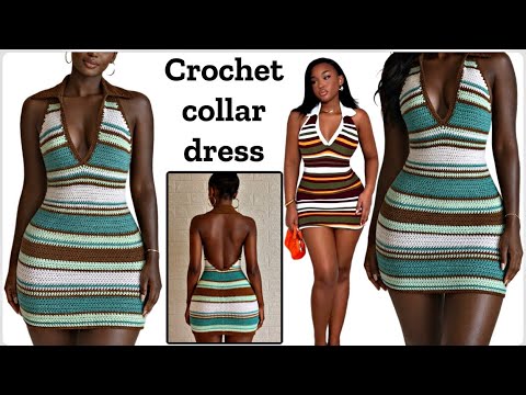 CROCHET COLLAR DRESS: Viral Pinterest inspired dress | crochet v neck multicolored dress
