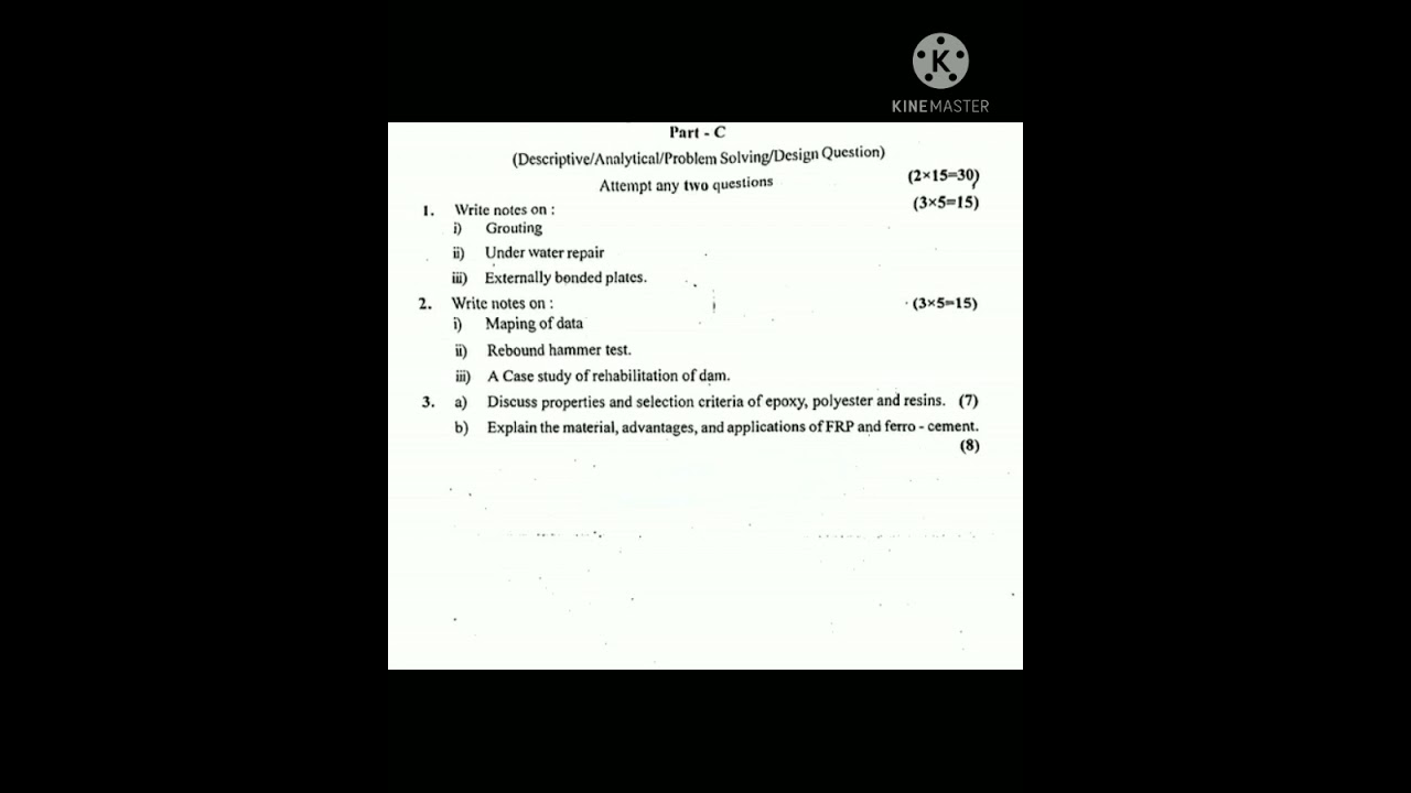 Repair and Rehabilitation of structures - 2019 , main paper - 5th sem
