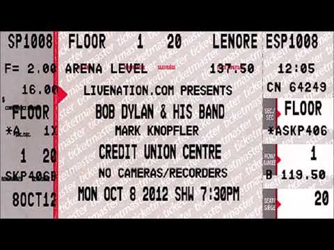 Bob Dylan 2012 US & Canada Fall Tour - Saskatoon, Canada 8th October 2012