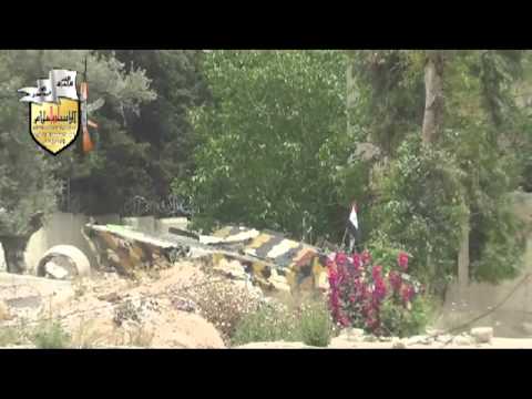 استهداف وتدمير عربة بي ام بي على طريق مشفى تشرين العسكري في حي برزة في مدينة دمشق من قبل لواء الإسلام