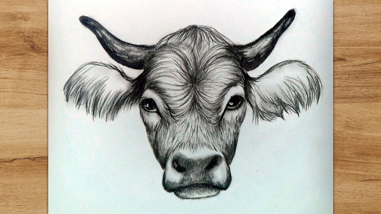 How to Draw a Cow Head Step by Step For Beginners | Realistic Drawing Tutorial