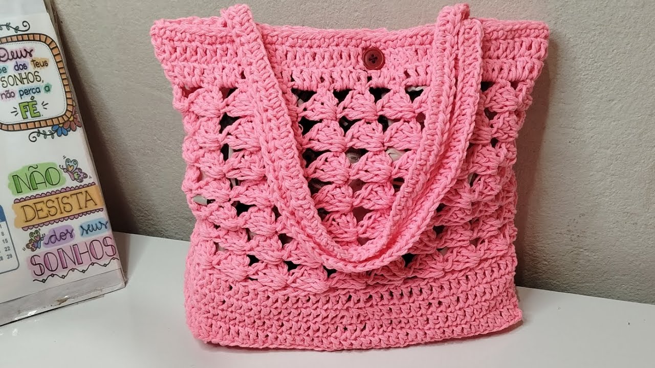 Bolsa de crochê prada em Barbante modificada Muito fácil rápida e econômica passo a passo