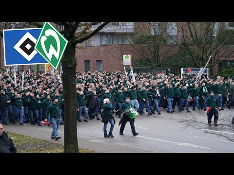 Hamburg - Werder Bremen| Blocksturm der SVW-Fans, Choreos, Pyroshows!