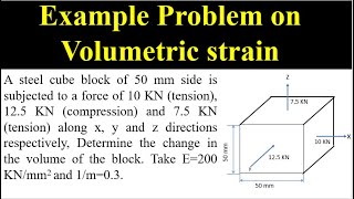 Problem-volumetric strain : Elastic Constants : Simple Stresses and Strains