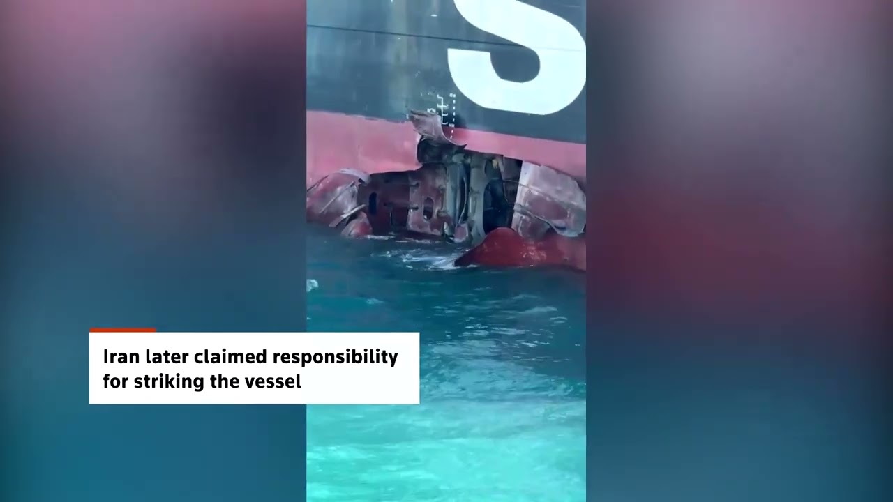 Video | Iran claims attack on cargo vessel off Iraq