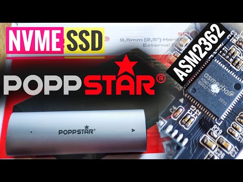 POPPSTAR NVMe SSD-Kabinett med termisk dyna  (ASMedia ASM2362)