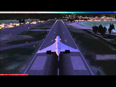 FSX Landing  in St Maarten Princess Juliana International Airport Concorde Alitalia