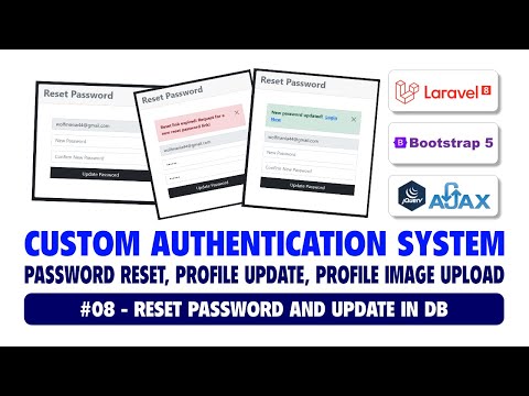 08 Custom Authentication System Using Laravel 8 Bootstrap 5 Ajax | Password Reset Update in DB