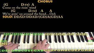 Up Around the Bend (CCR) Piano Cover Lesson with Lyrics/Chords