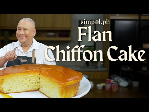 Flan Chiffon Cake (Leche Flan Cake) Recipe | Filipino Dessert with Caramel, Custard & Chiffon Layers