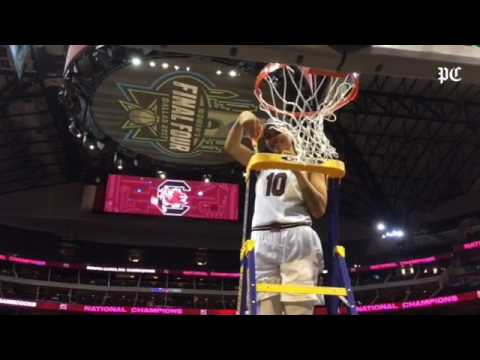 Gamecocks guard Allisha Gray cuts down national championship nets in Dallas