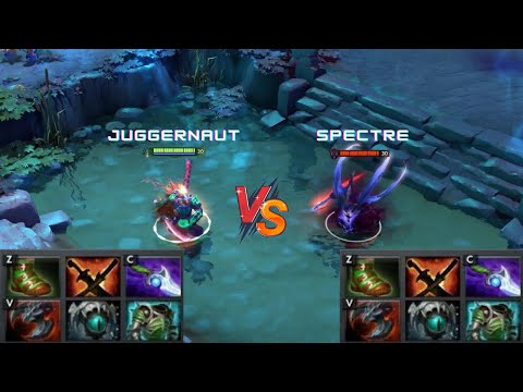 Dota 2 | Juggernaut vs Spectre lvl 30 | Normal Attacks Only | Same Full Items