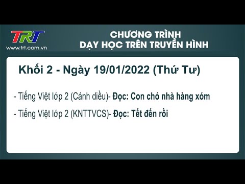 Lớp 2: Dạy học trên truyền hình HueTV tối ngày 19/01/2022
