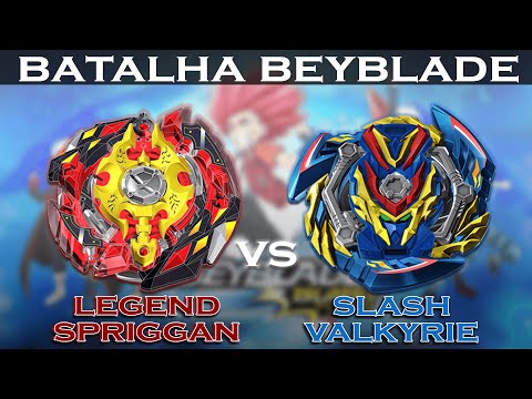 Beyblade Batalha - Slash Valkyrie.Bl.Pw RETSU VS Legend spriggan.7.Mr (esquerda)