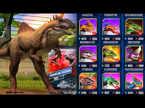 TERRORCLAW TAKEDOWN PACK BRUNETTE DEFEAT 9 OPPONENTS | JURASSIC WORL THE GAME
