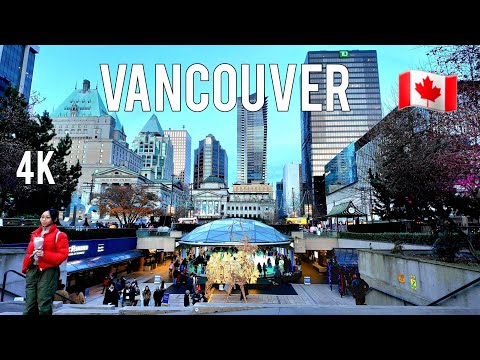 🇨🇦  [4K] 🌞 Downtown Vancouver Walking Tour, BC Canada