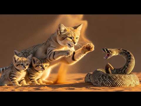 Rattlesnake Attacks Sand Cat Kittens — Mother Strikes Back!