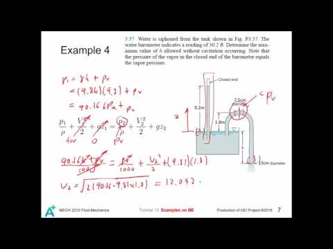 MECH 2210 Fluid Mechanics Tutorial 13* - Bernoulli Equation II: Examples