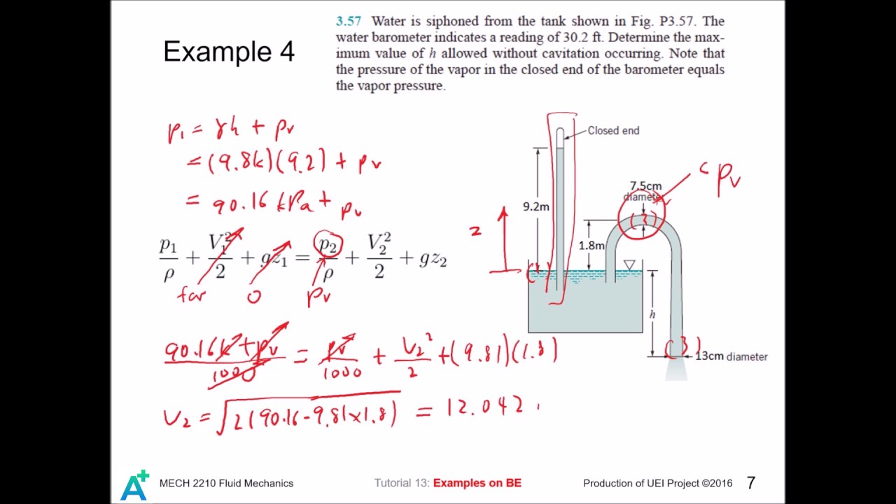 MECH 2210 Fluid Mechanics Tutorial 13* - Bernoulli Equation II: Examples