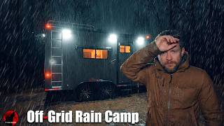 Storm Watch – Trapped in the Off-Grid Cabin Heavy Rain Overnight