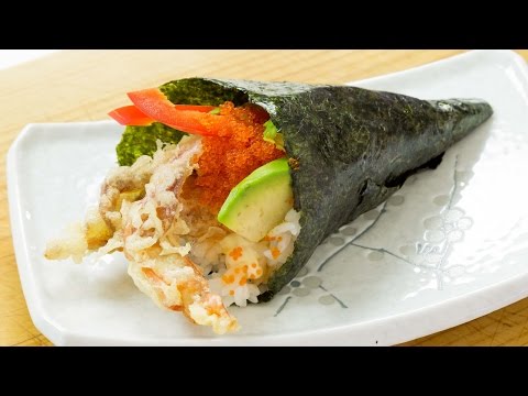 Soft Shell Crab Temaki Sushi - Hand Roll Sushi Video