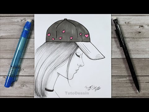 Comment dessiner une fille avec une casquette pour les débutants | Dessin pas à pas