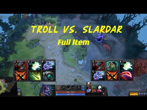 Troll Warlord vs Slardar | 30 lvl Full Items [ Dota 2 ]