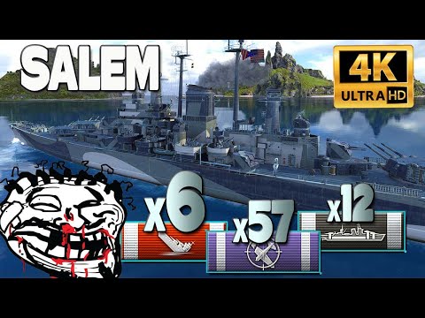 Cruiser Salem surviving massive attack on Two Brothers - World of Warships
