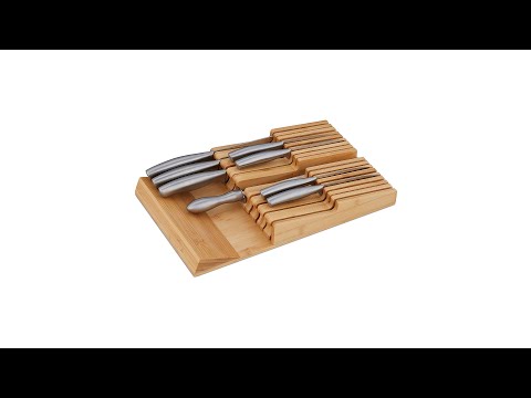 Rangement à tiroir pour 16 couteaux Marron - Bambou - 24 x 6 x 40 cm