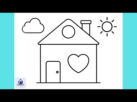 Cum Sa Desenezi O CASA Cu Soare Si Un Nor (Peisaj) | Usor Pas cu Pas Tutorial pentru Incepatori