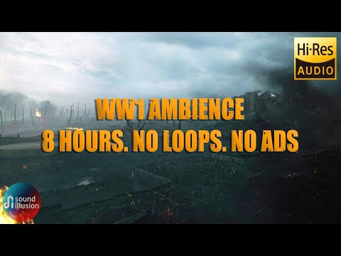 WW1 Distant Artillery Ambience For Sleep 8 Hours (NO MID ROLL ADS)