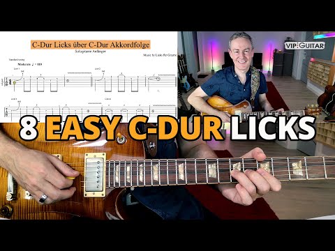 C-Dur Licks: Einfache Gitarrenlicks über eine C-Dur Akkordfolge für Anfänger.