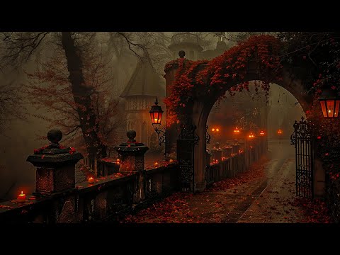 Haunted Autumn Night Walk in a Foggy Gothic Pathway | Dark Autumn Ambience for Reading & Relaxing