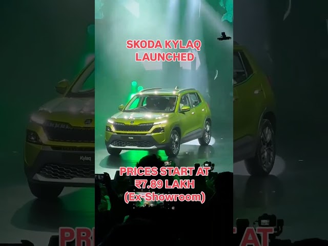 #LaunchAlert! Skoda Kylaq subcompact SUV for India launched, prices start at Rs 7.89 lakh . #Shorts