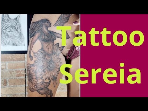 Tattoo Sereia com girassol Whip Shading Leo Colin Colin Tattoo floral