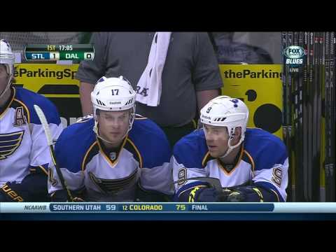 Jaden Schwartz  snap shot PPG 1-0 St. Louis Blues vs Dallas Stars 12/29/13 NHL Hockey