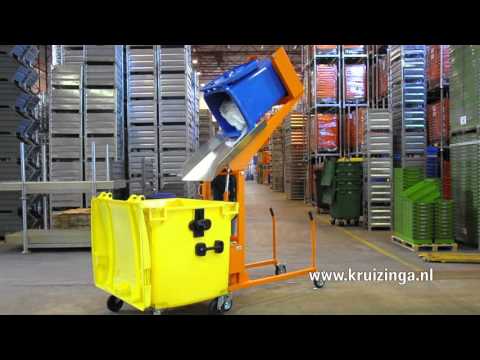 Plastic waste container waste and cleaning waste bin turner electric installation