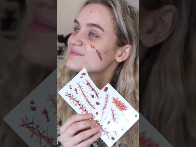 Vídeo relacionado con Tatuajes Temporales (6 Hojas),Cicatrices Halloween, Falsa Heridas Tatuaje,Zombie Tattoo para Cara, Especial Fx Costume Maquillaje Accesorios(Una Gigantesca)
