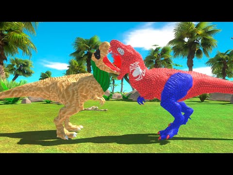 SPIDER MAN VS SANDMAN T REX DEATH RUN - Animal Revolt Battle Simulator