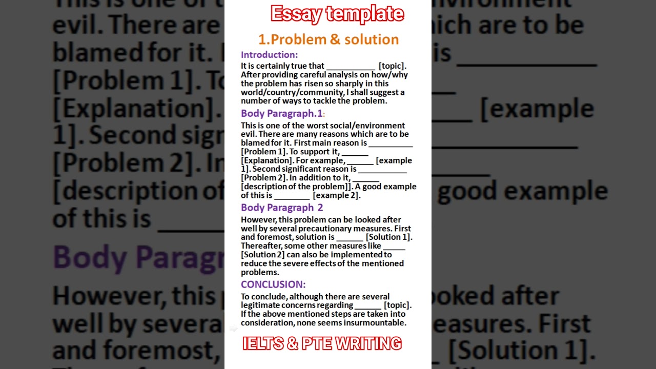 IELTS & PTE Writing Essay Template | Score 90/90 | Essay Template #essay #template #ptewriting 2024