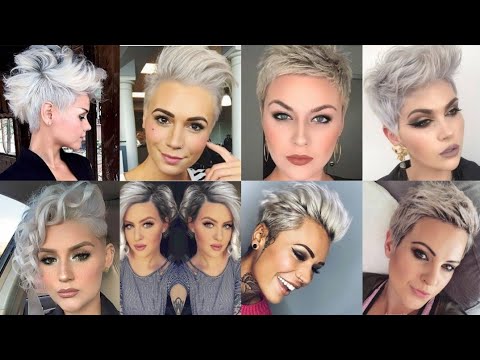 Best Short Gray 🩶 Hairstyles & Haircuts Ideas For Women Over 40 50 60 | Classic Pixie Spiky Haircut
