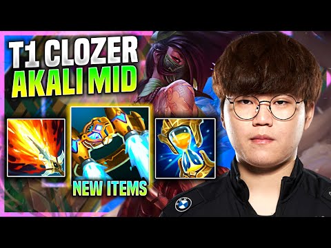 CLOZER PICKS AKALI WITH NEW ITEM HEXTECH ROCKET BELT! - T1 Clozer Plays Akali Mid vs Galio!